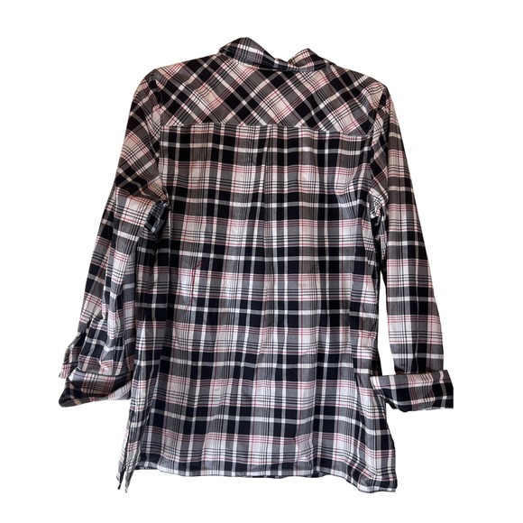 Talbots Womens White Black Red Plaid Tunic Shirt Wrinkle Resistant Size 12‎ - Picture 3 of 6